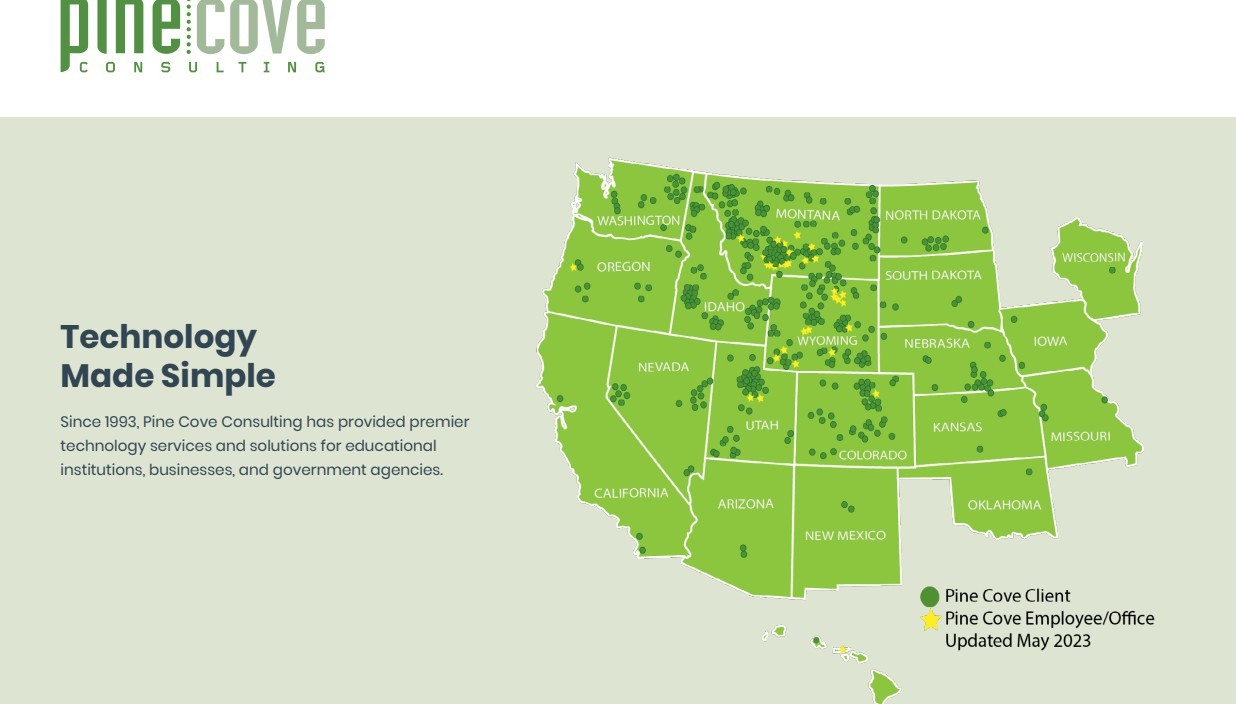 Pine Cove Consulting service area map
